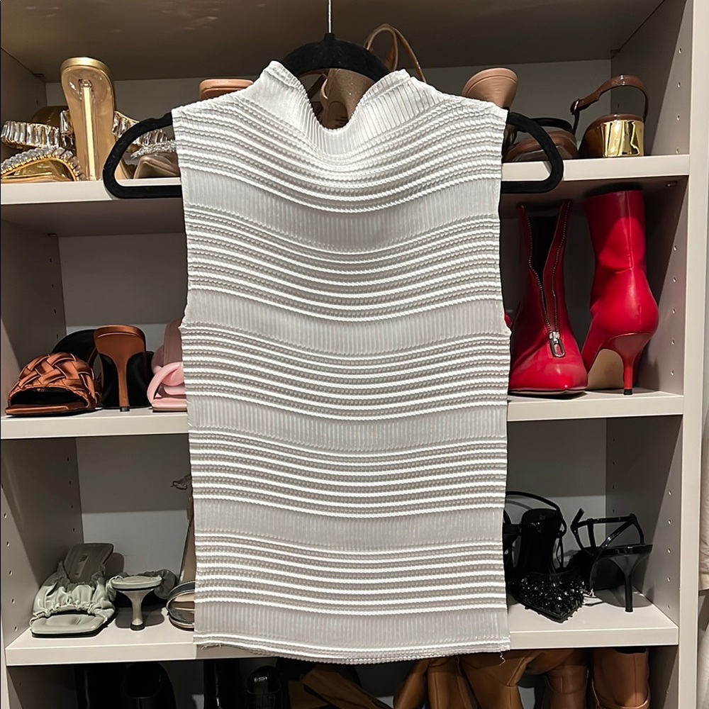 White Ribbed Sleeveless Top